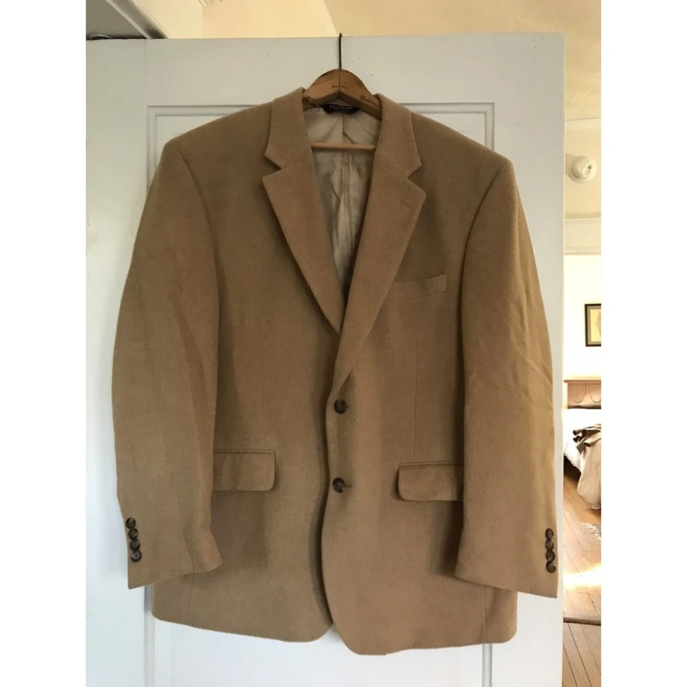 Mens Tan Camel Hair Blazer Jos A Bank Sports Coat Jacket Size 44S